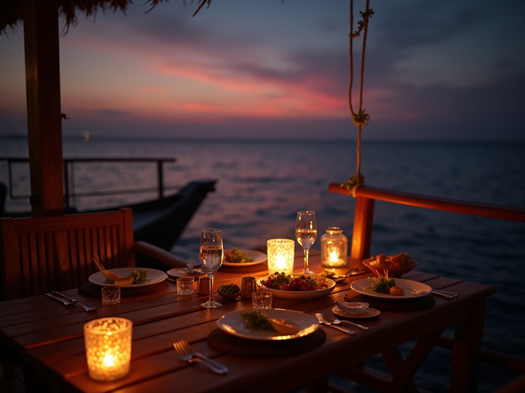 Wooden pinisi under sail at sunset off Benoa, Bali, silhouetted against an indigo sky